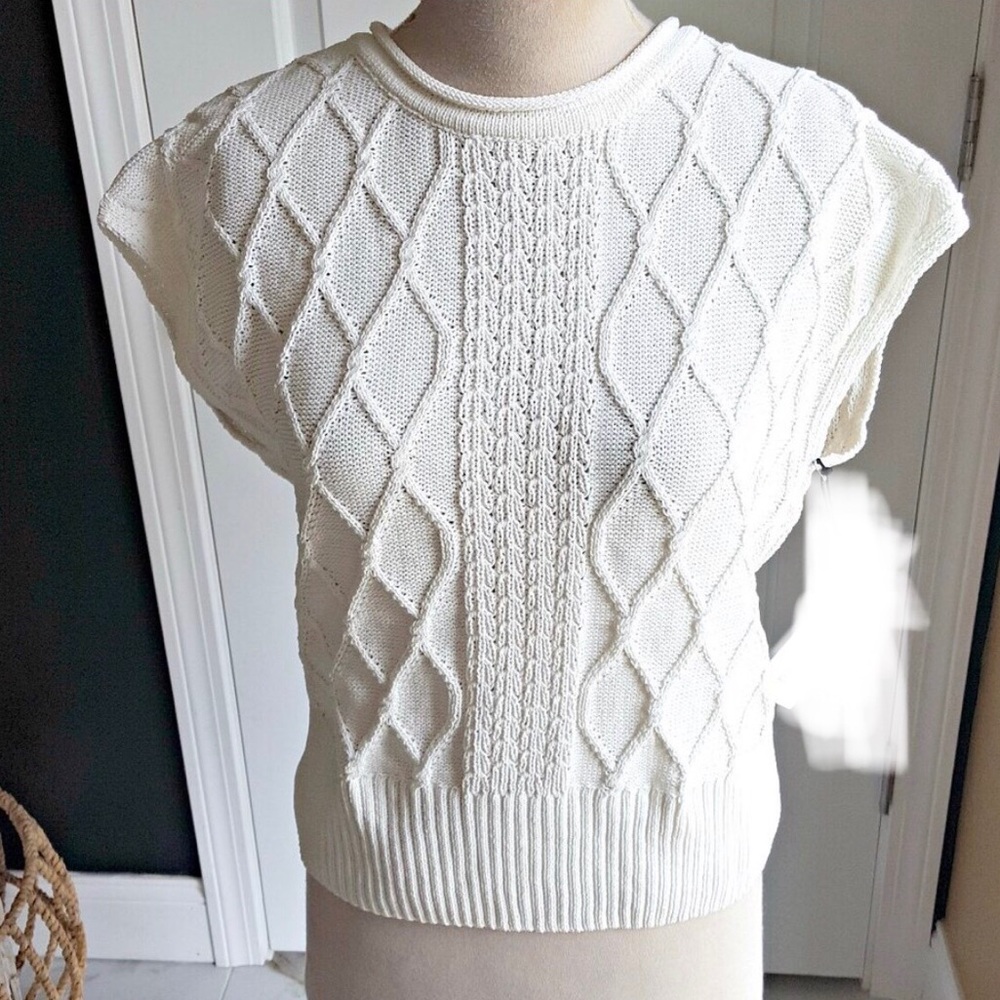 Rachel Zoe Cream Cable Knit Sweater